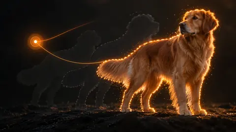 Abstract illustration of a click expanding into a precise glowing outline, representing darktable's new AI object-masking feature.