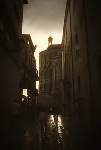 La ruelle pluvieuse de Monreale, version sépia