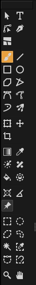 The tool strip: selections, transforms, fills, text and vector tools